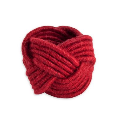Saro Lifestyle Braided Jute Napkin Rings in Red (Set of 4). View a larger version of this product image.