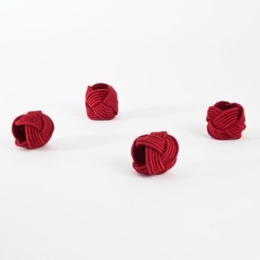 Saro Lifestyle Braided Jute Napkin Rings in Red (Set of 4). View a larger version of this product image.