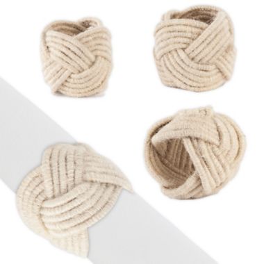 Saro Lifestyle Braided Jute Napkin Rings in Ivory (Set of 4). View a larger version of this product image.