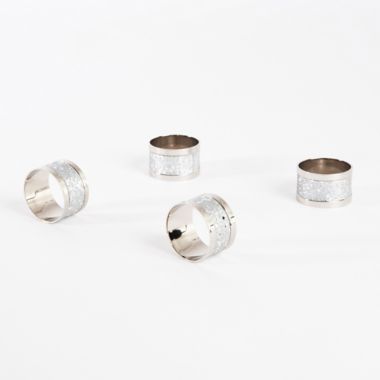 Saro Lifestyle Sparkling Napkin Rings in Silver (Set of 4). View a larger version of this product image.