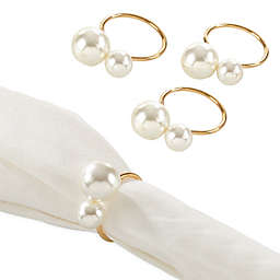 Saro Lifestyle Pearl Napkin Rings in Gold (Set of 4)