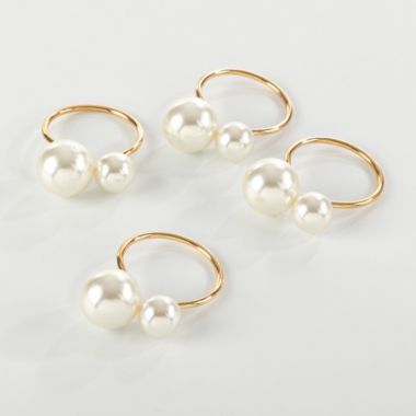 Saro Lifestyle Pearl Napkin Rings (Set of 4). View a larger version of this product image.