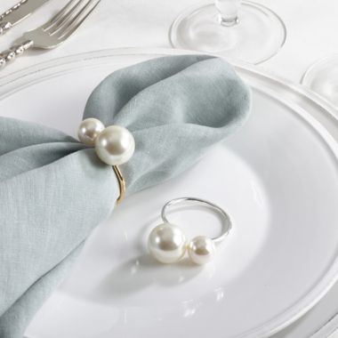 Saro Lifestyle Pearl Napkin Rings (Set of 4). View a larger version of this product image.