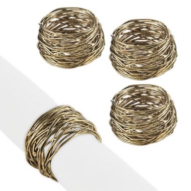 Saro Lifestyle Metal Lines Napkin Rings (Set of 4). View a larger version of this product image.
