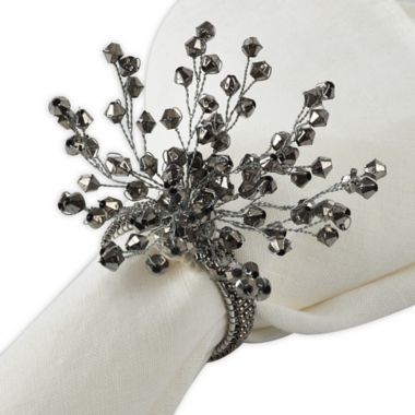 Saro Lifestyle Beaded Wire Napkin Rings in Silver (Set of 4). View a larger version of this product image.