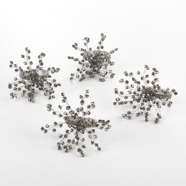 Saro Lifestyle Beaded Wire Napkin Rings in Silver (Set of 4). View a larger version of this product image.