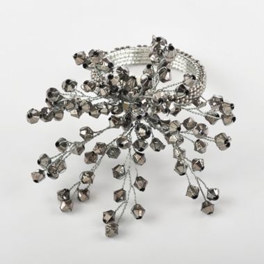 Saro Lifestyle Beaded Wire Napkin Rings in Silver (Set of 4). View a larger version of this product image.