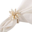 Alternate image 4 for Saro Lifestyle Pearl Flower Napkin Rings in Ivory (Set of 4)