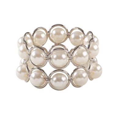 Saro Lifestyle Pearl Beaded Napkin Rings in Ivory (Set of 4). View a larger version of this product image.
