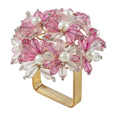 Saro Lifestyle Beaded Floral Bouquet Napkin Rings. View a larger version of this product image.