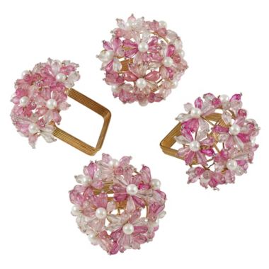 Saro Lifestyle Beaded Floral Bouquet Napkin Rings. View a larger version of this product image.