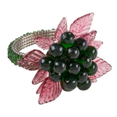 Saro Lifestyle Flower and Leaves Beaded Napkin Rings (Set of 4). View a larger version of this product image.