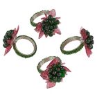 Alternate image 1 for Saro Lifestyle Flower and Leaves Beaded Napkin Rings (Set of 4)