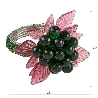 Saro Lifestyle Flower and Leaves Beaded Napkin Rings (Set of 4). View a larger version of this product image.