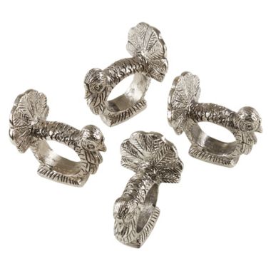 Saro Lifestyle Turkey Napkin Rings in Silver (Set of 4). View a larger version of this product image.