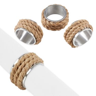 Saro Lifestyle M&eacute;nag&egrave;re Natural Rope Napkin Rings (Set of 4). View a larger version of this product image.