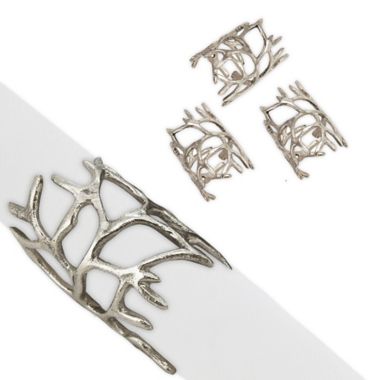Saro Lifestyle Wrapped Antler Napkin Ring in Silver (Set of 4). View a larger version of this product image.