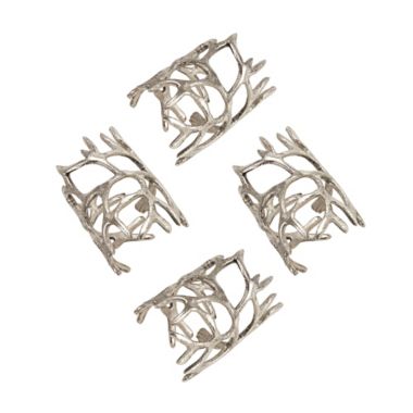 Saro Lifestyle Wrapped Antler Napkin Ring in Silver (Set of 4). View a larger version of this product image.