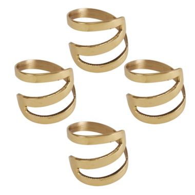 Saro Lifestyle Zig Zag Napkin Rings in Gold (Set of 4). View a larger version of this product image.