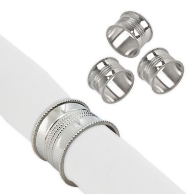 Saro Lifestyle Dotted Napkin Rings in Silver (Set of 4). View a larger version of this product image.