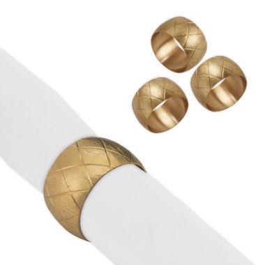 Saro Lifestyle Harlequin Napkin Rings in Gold (Set of 4). View a larger version of this product image.