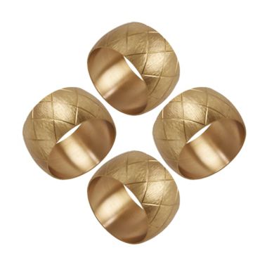 Saro Lifestyle Harlequin Napkin Rings in Gold (Set of 4). View a larger version of this product image.