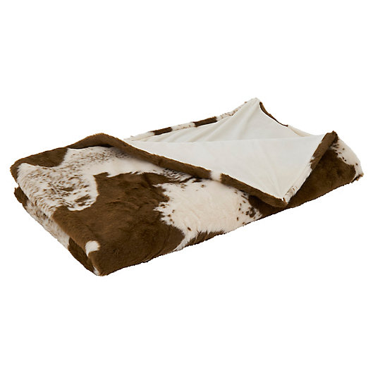 Alternate image 1 for Saro Lifestyle Faux Cow Hide Throw Blanket in Brown