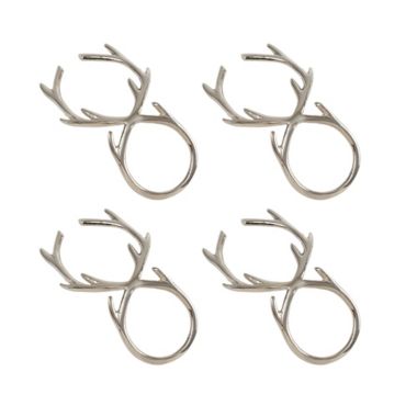 Saro Lifestyle Antler Napkin Rings in Silver (Set of 4). View a larger version of this product image.
