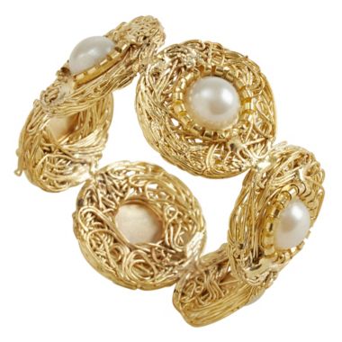 Saro Lifestyle Pearl Bead Napkin Rings (Set of 4). View a larger version of this product image.