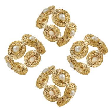 Saro Lifestyle Pearl Bead Napkin Rings (Set of 4). View a larger version of this product image.