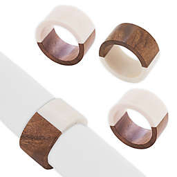 Saro Lifestyle Wood Resin Napkin Rings in White (Set of 4)