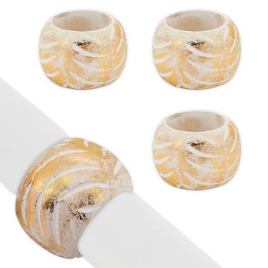 Saro Lifestyle Foil Print Napkin Rings in Gold (Set of 4). View a larger version of this product image.