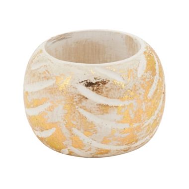 Saro Lifestyle Foil Print Napkin Rings in Gold (Set of 4). View a larger version of this product image.