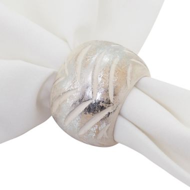 Saro Lifestyle Foil Print Napkin Rings in Silver (Set of 4). View a larger version of this product image.