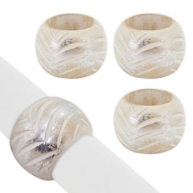 Saro Lifestyle Foil Print Napkin Rings in Silver (Set of 4). View a larger version of this product image.