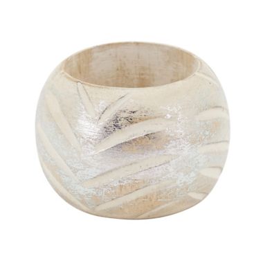 Saro Lifestyle Foil Print Napkin Rings in Silver (Set of 4). View a larger version of this product image.