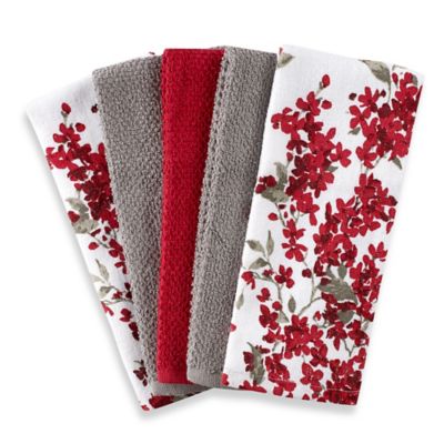 red kitchen towel set