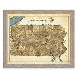 34-Inch x 28-Inch Map of Pennsylvania Framed Print