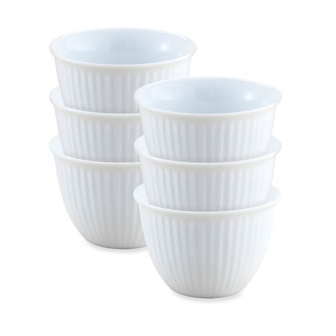 Ribbed Porcelain 5 oz. Custard Cups in White (Set of 6) Bed Bath and