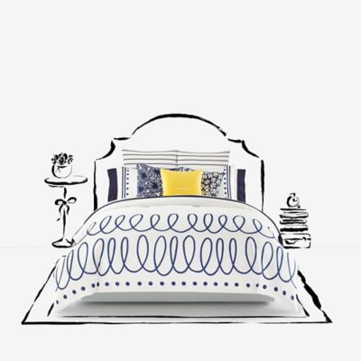 Kate Spade New York Charlotte Street Comforter Set In White Navy