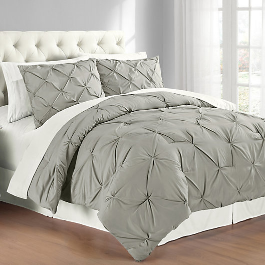 Alternate image 1 for Swift Home Pintuck 3-Piece Reversible Full/Queen Comforter Set in Grey