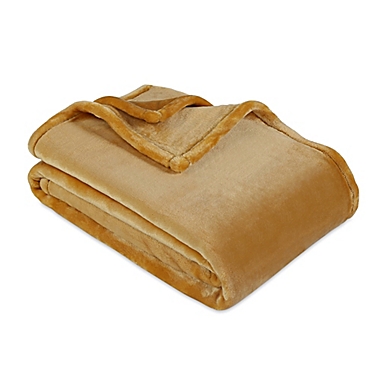 VelvetLoft&reg; Berkshire Throw Blanket in Mustard. View a larger version of this product image.