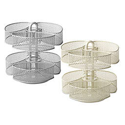 Mesh Cosmetic Organizer Carousel with Removable Baskets