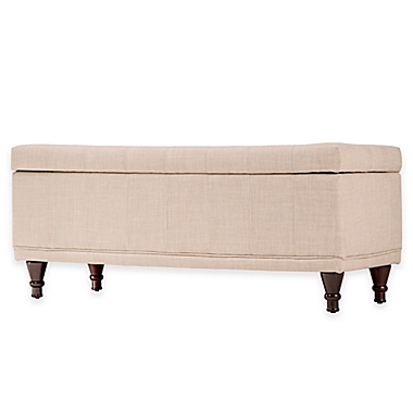 iNSPIRE Q&reg; Amelia Button Tufted Storage Bench in Beige. View a larger version of this product image.