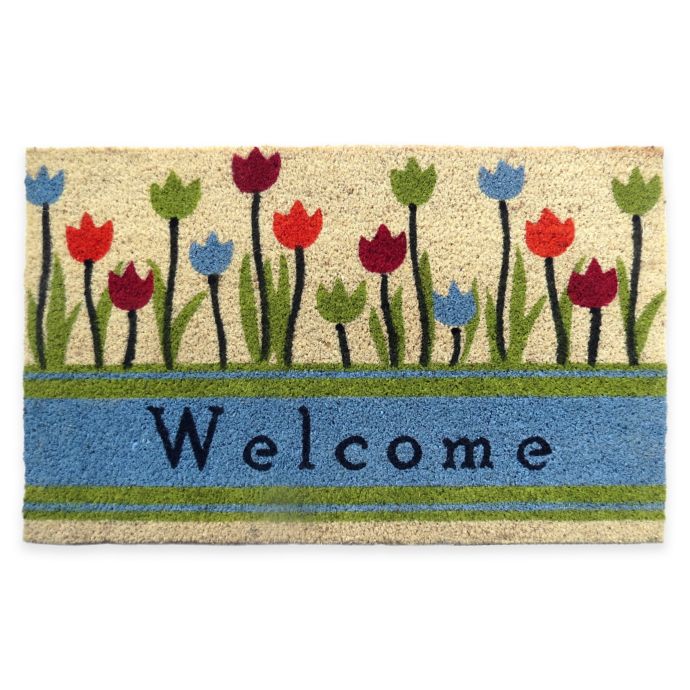 Welcome Tulip 30 Inch X 18 Inch Door Mat Bed Bath Beyond