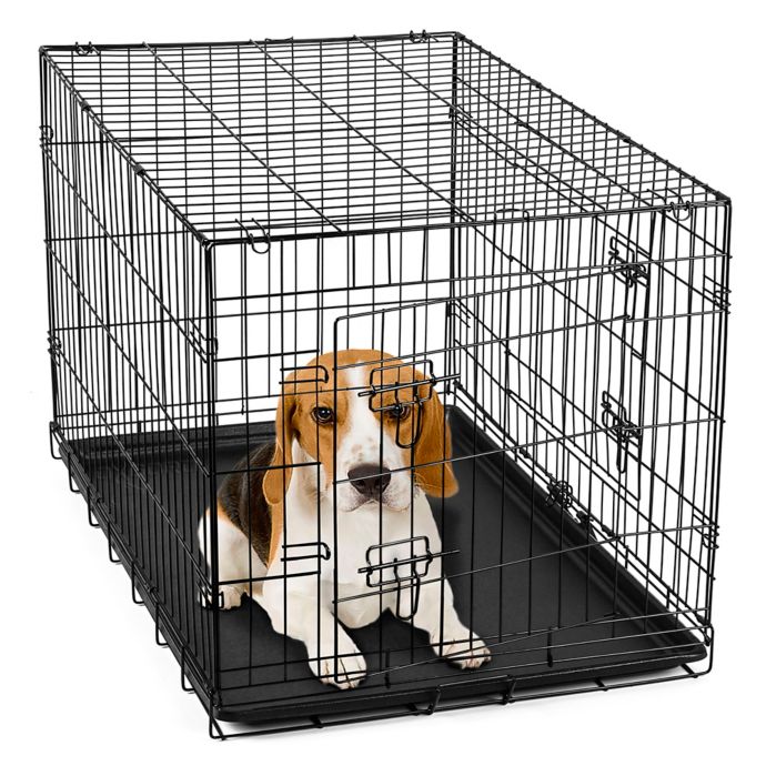 OxGord® Metal Double Door Pet Crate in Black Bed Bath & Beyond