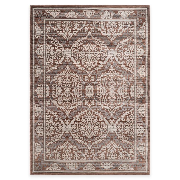 Safavieh Valencia Damask Border Rug in Grey/Brown Bed Bath & Beyond