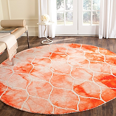 Safavieh Dip Dye Lattice 7-Foot Round Area Rug in Orange/Ivory. View a larger version of this product image.
