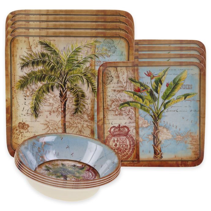 Certified International Antique Palms 12Piece Dinnerware Set Bed