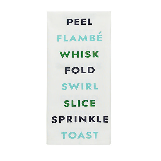 Alternate image 1 for kate spade new york Fun Cooking Words Kitchen Towel in Blue/Green